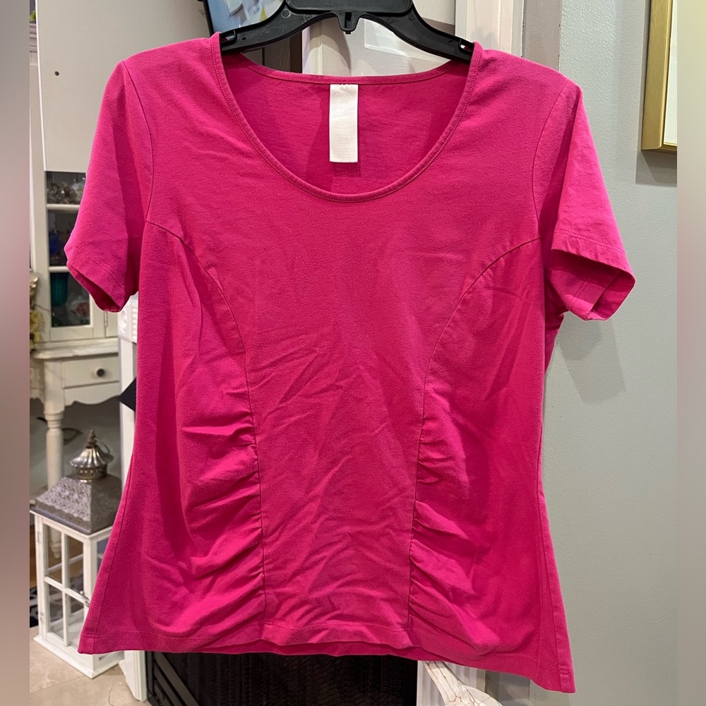 Curves Women’s Short Sleeve Scrunch Workout Athletic T-Shirt Blouse Top
